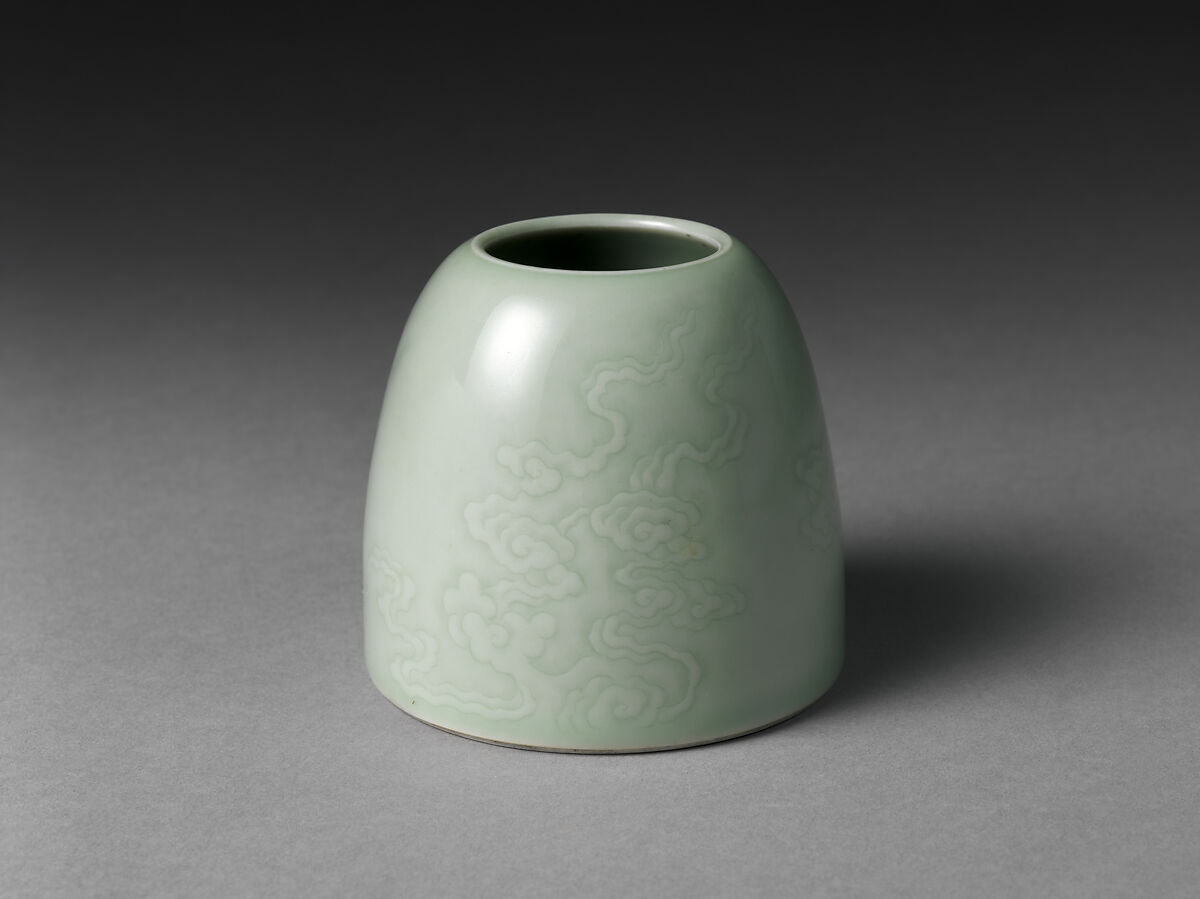 Water Jar with Swirling Clouds, Porcelain with incised decoration under celadon glaze (Jingdezhen ware), China 