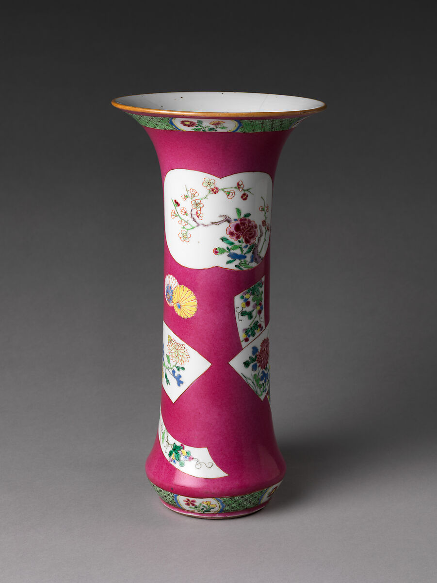 Vase with Flowers, Porcelain painted with colored enamels over transparent glaze (Jingdezhen ware), China 
