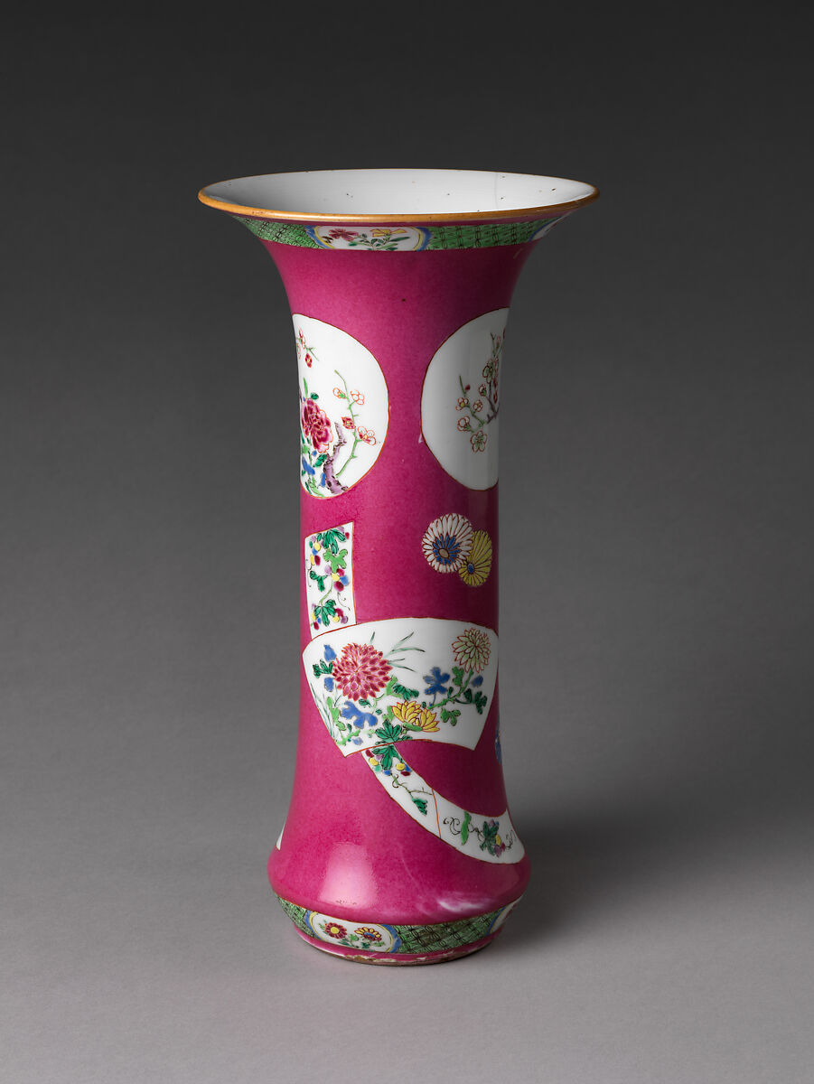 Vase with Flowers, Porcelain painted with colored enamels over transparent glaze (Jingdezhen ware), China