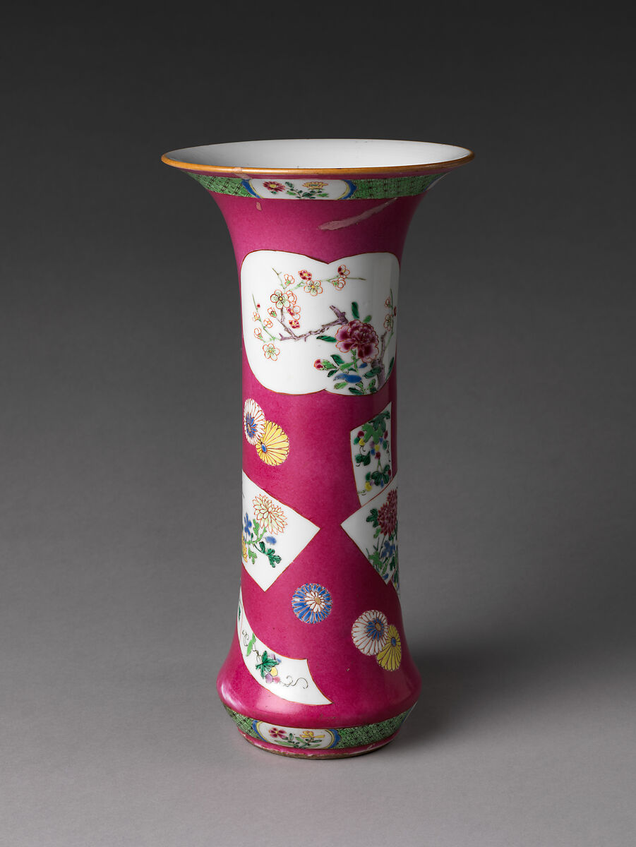 Vase with Flowers, Porcelain painted with colored enamels over transparent glaze (Jingdezhen ware), China