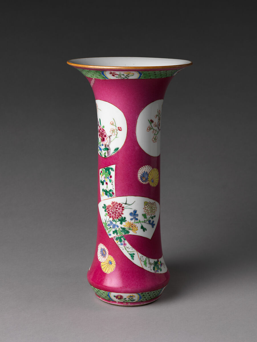 Vase with Flowers, Porcelain painted with colored enamels over transparent glaze (Jingdezhen ware), China