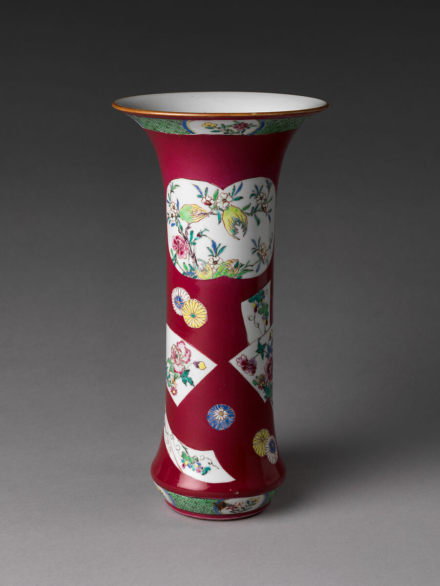 Vase with Flowers, Porcelain painted with colored enamels over transparent glaze (Jingdezhen ware), China 