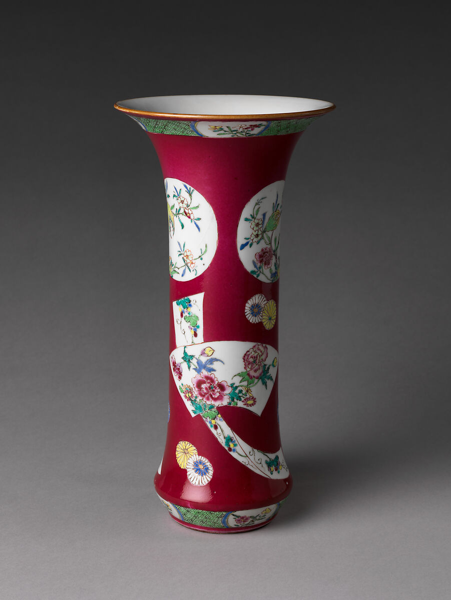 Vase with Flowers, Porcelain painted with colored enamels over transparent glaze (Jingdezhen ware), China