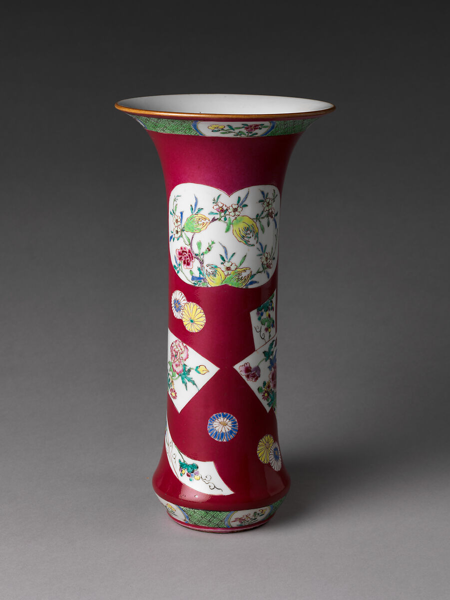 Vase with Flowers, Porcelain painted with colored enamels over transparent glaze (Jingdezhen ware), China