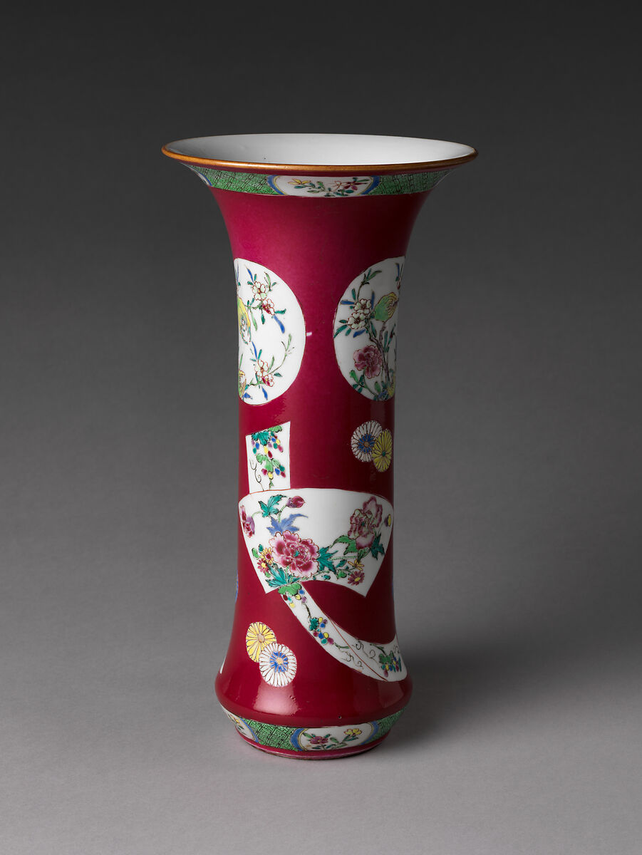 Vase with Flowers, Porcelain painted with colored enamels over transparent glaze (Jingdezhen ware), China
