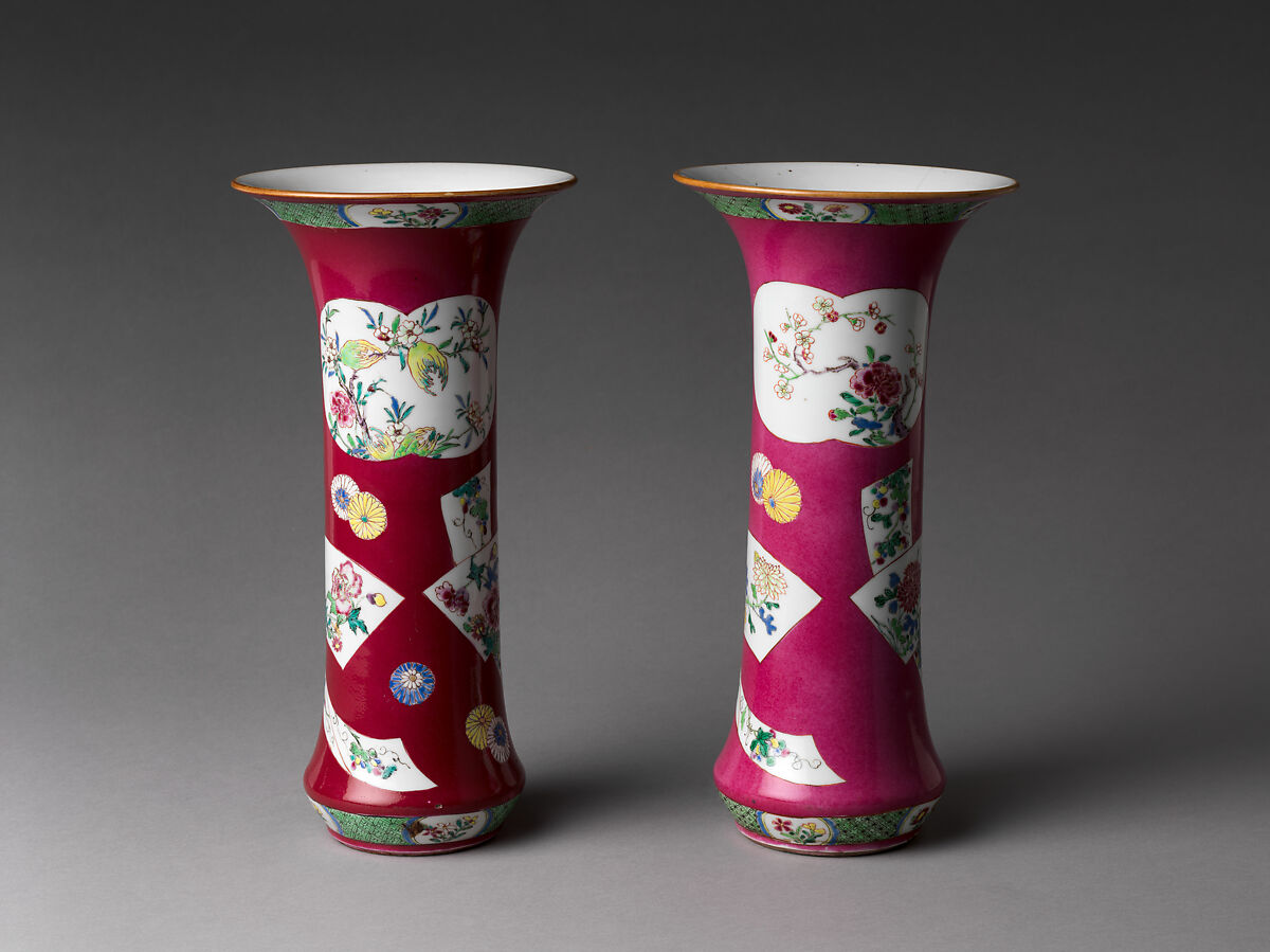 Vase with Flowers, Porcelain painted with colored enamels over transparent glaze (Jingdezhen ware), China