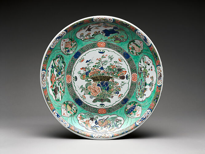Plate with Basket of Auspicious Flowers