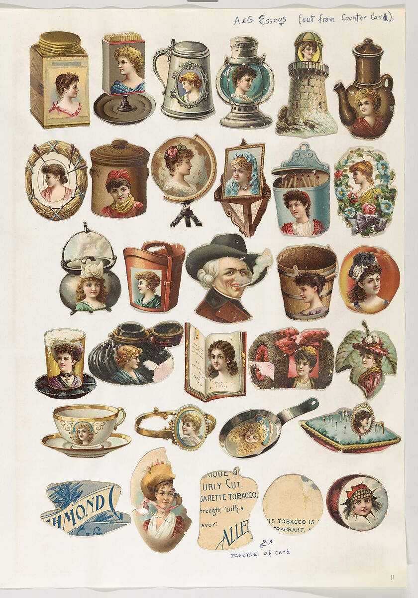 Thirty-one cut-outs from advertising banner for Allen & Ginter Cigarettes, Issued by Allen &amp; Ginter (American, Richmond, Virginia), Commercial color lithographs 
