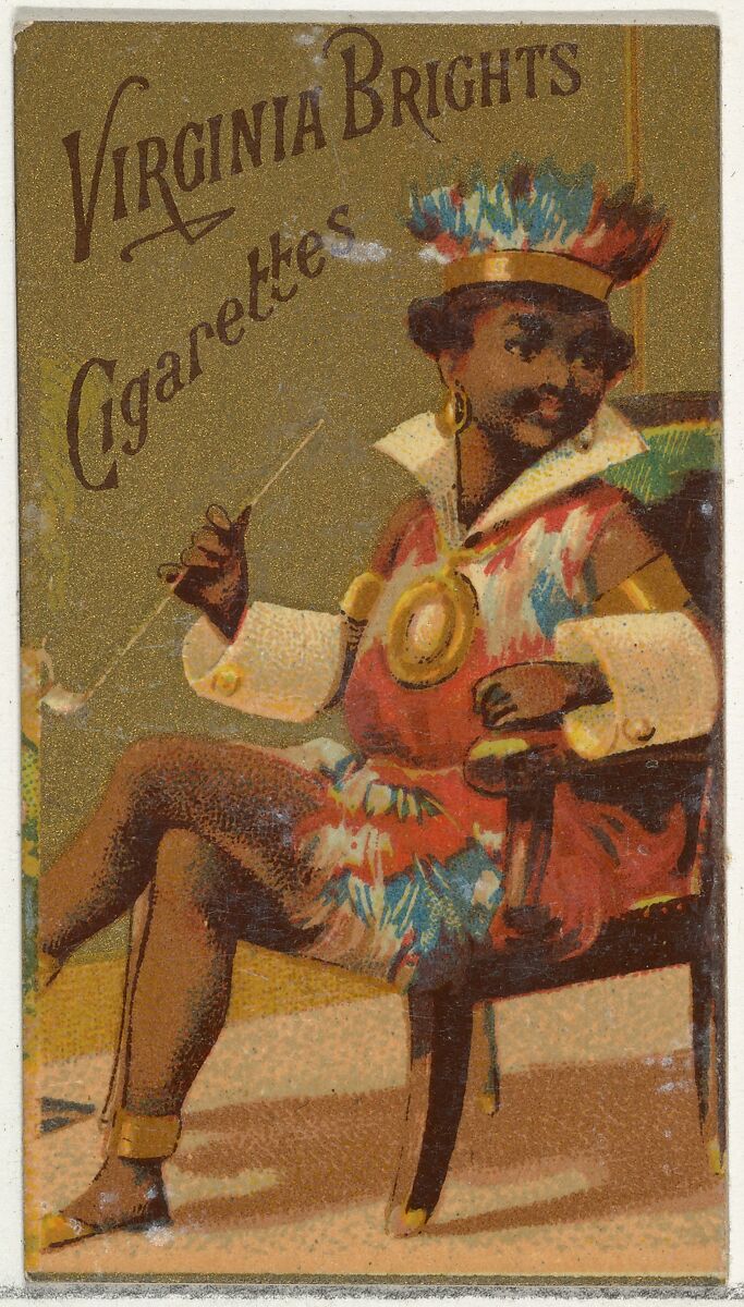 Caricatured Figure (with pipe) from the Girls and Children series (N64) promoting Virginia Brights Cigarettes for Allen & Ginter brand tobacco products, Issued by Allen &amp; Ginter (American, Richmond, Virginia), Commercial color lithograph 