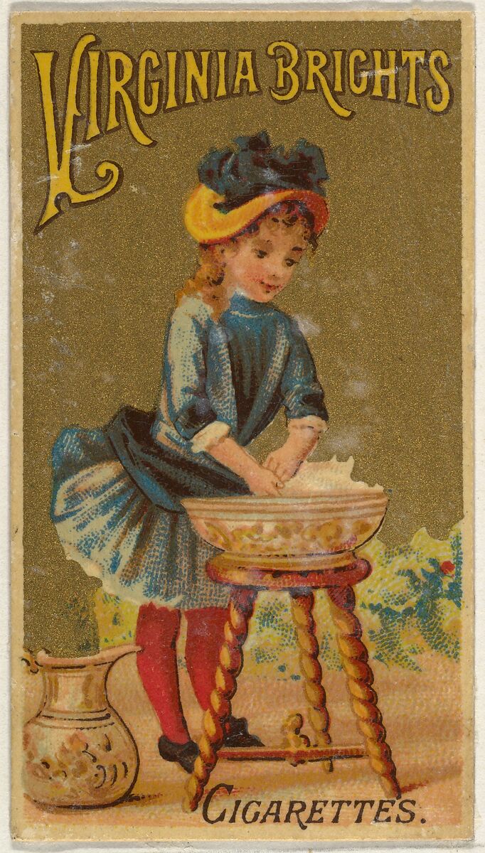 From the Girls and Children series (N64) promoting Virginia Brights Cigarettes for Allen & Ginter brand tobacco products, Issued by Allen &amp; Ginter (American, Richmond, Virginia), Commercial color lithograph 