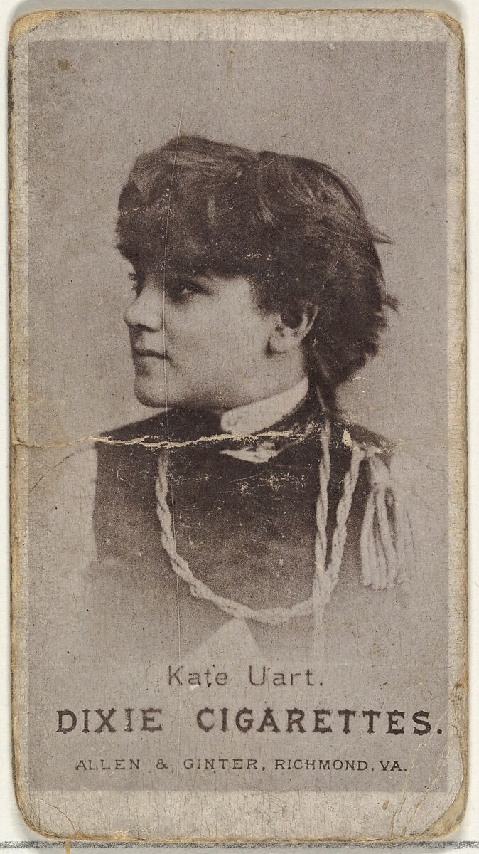 Kate Uart, from the Actresses series (N67) promoting Dixie Cigarettes for Allen & Ginter brand tobacco products, Issued by Allen &amp; Ginter (American, Richmond, Virginia), Photolithograph 