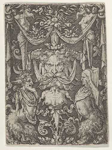 Panel with Grotesque Candelabrum Containing a Mask and Two Satyrs