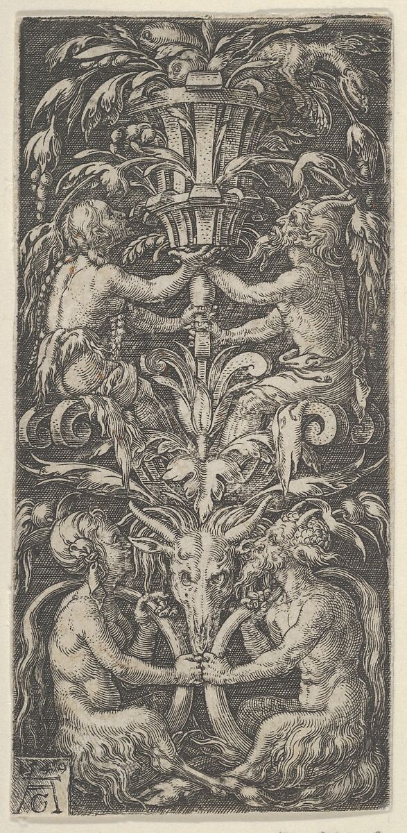 Heinrich Aldegrever | Panel with Candelabrum Containing Two Couples of ...