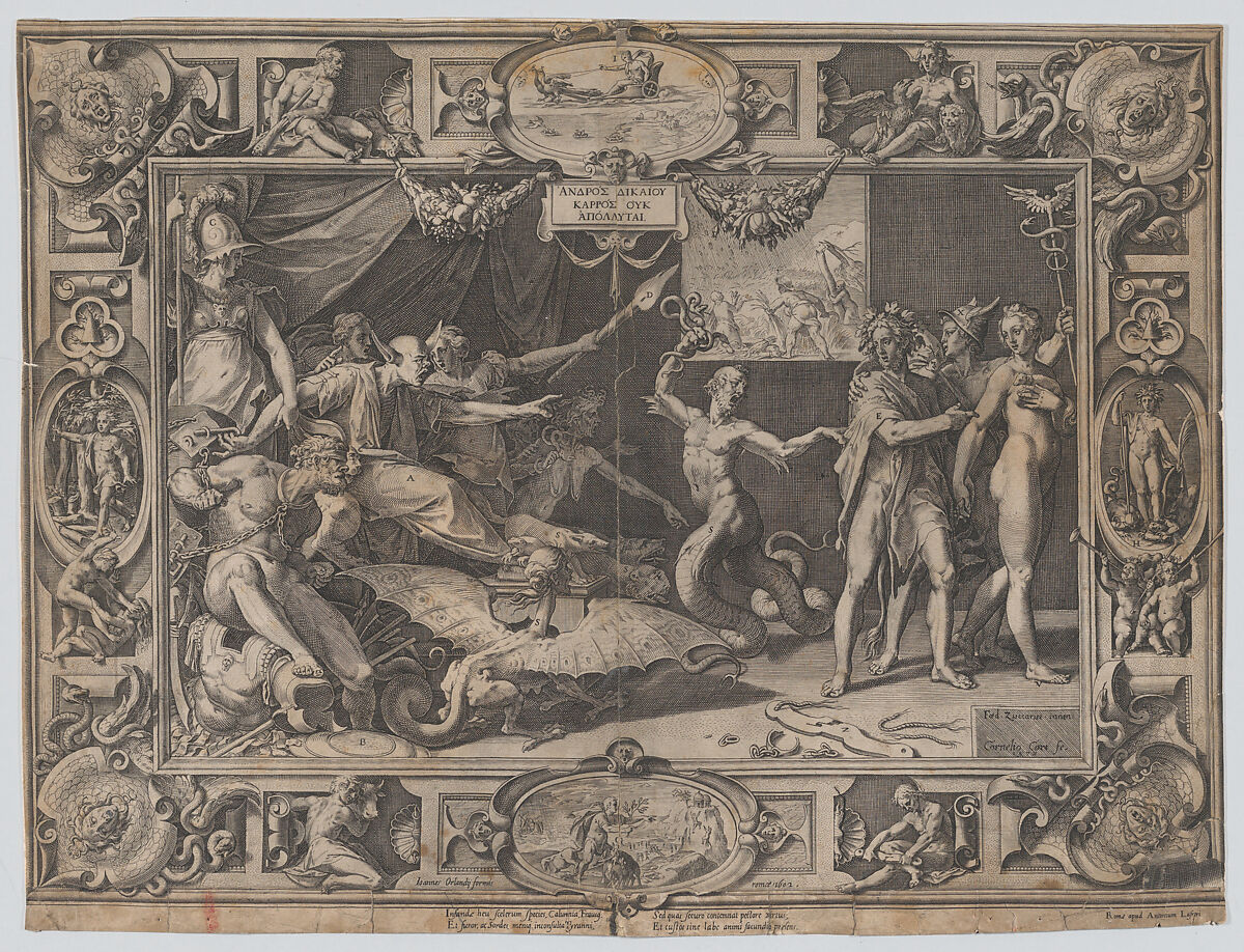 The Calumny of Apelles, Cornelis Cort (Netherlandish, Hoorn ca. 1533–1578 Rome), Engraving 