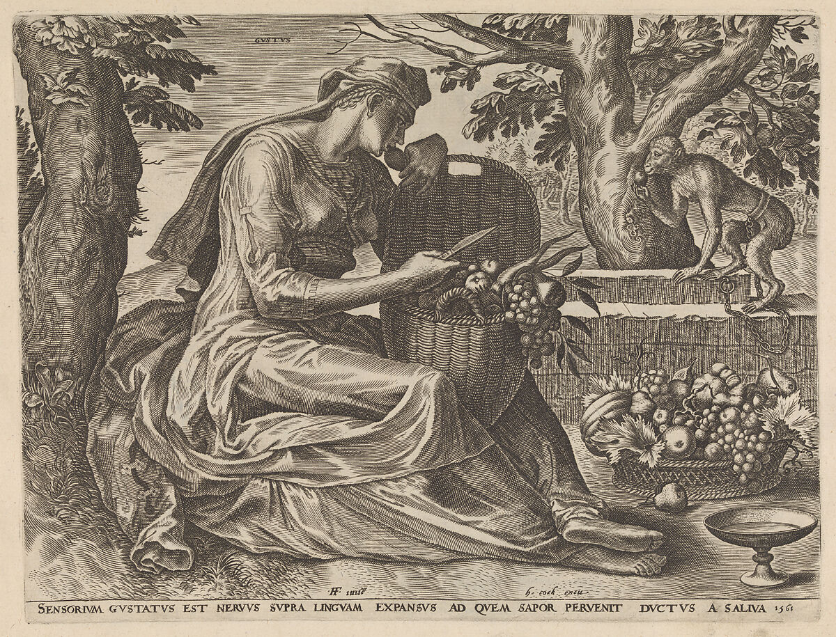 Taste from The Five Senses, Cornelis Cort (Netherlandish, Hoorn ca. 1533–1578 Rome), Engraving 