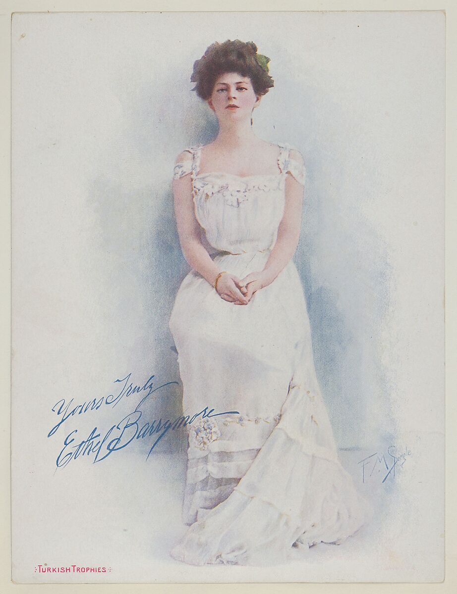Ethel Barrymore, from the Actresses series (T1), distributed by the American Tobacco Co. to promote Turkish Trophies Cigarettes, Reproduction of painting by Frederick Moladore Spiegle (American, Brooklyn, New York 1865–1942 New York), Commercial color lithograph 