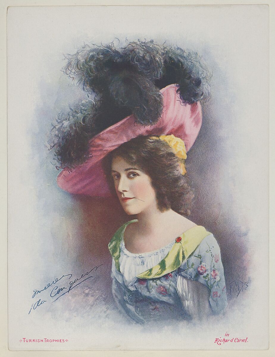 Ida Conquess in Richard Carvel, from the Actresses series (T1), distributed by the American Tobacco Co. to promote Turkish Trophies Cigarettes, Reproduction of painting by Frederick Moladore Spiegle (American, Brooklyn, New York 1865–1942 New York), Commercial color lithograph 