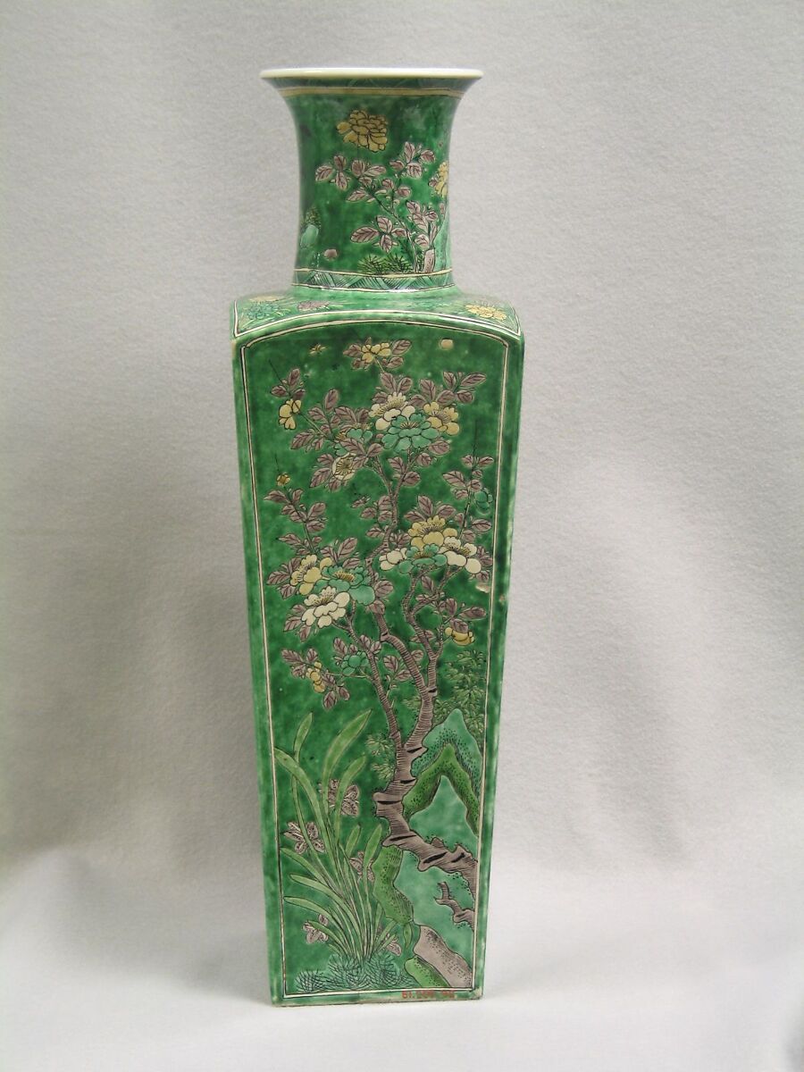 Vase (one of a pair), Porcelain painted in overglaze famille verte enamels, China