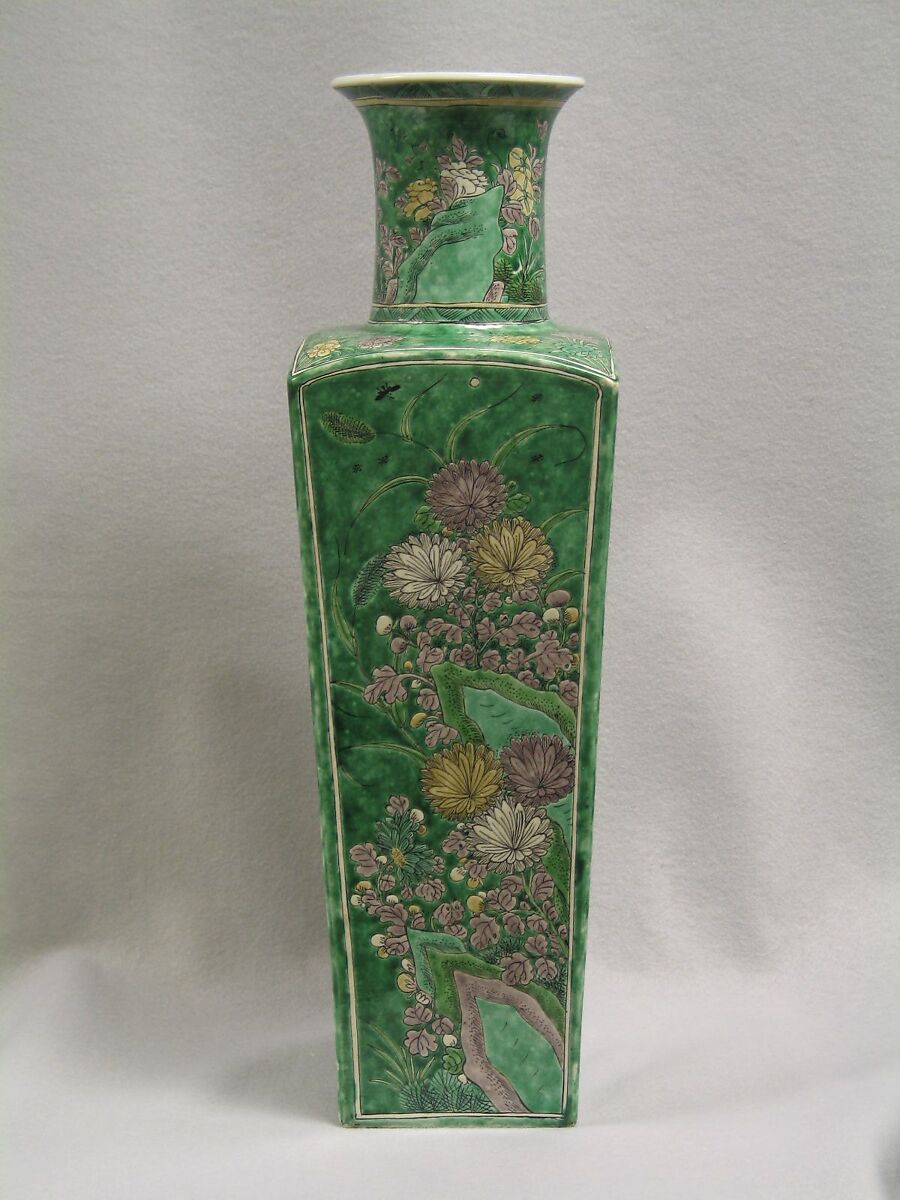 Vase (one of a pair), Porcelain painted in overglaze famille verte enamels, China
