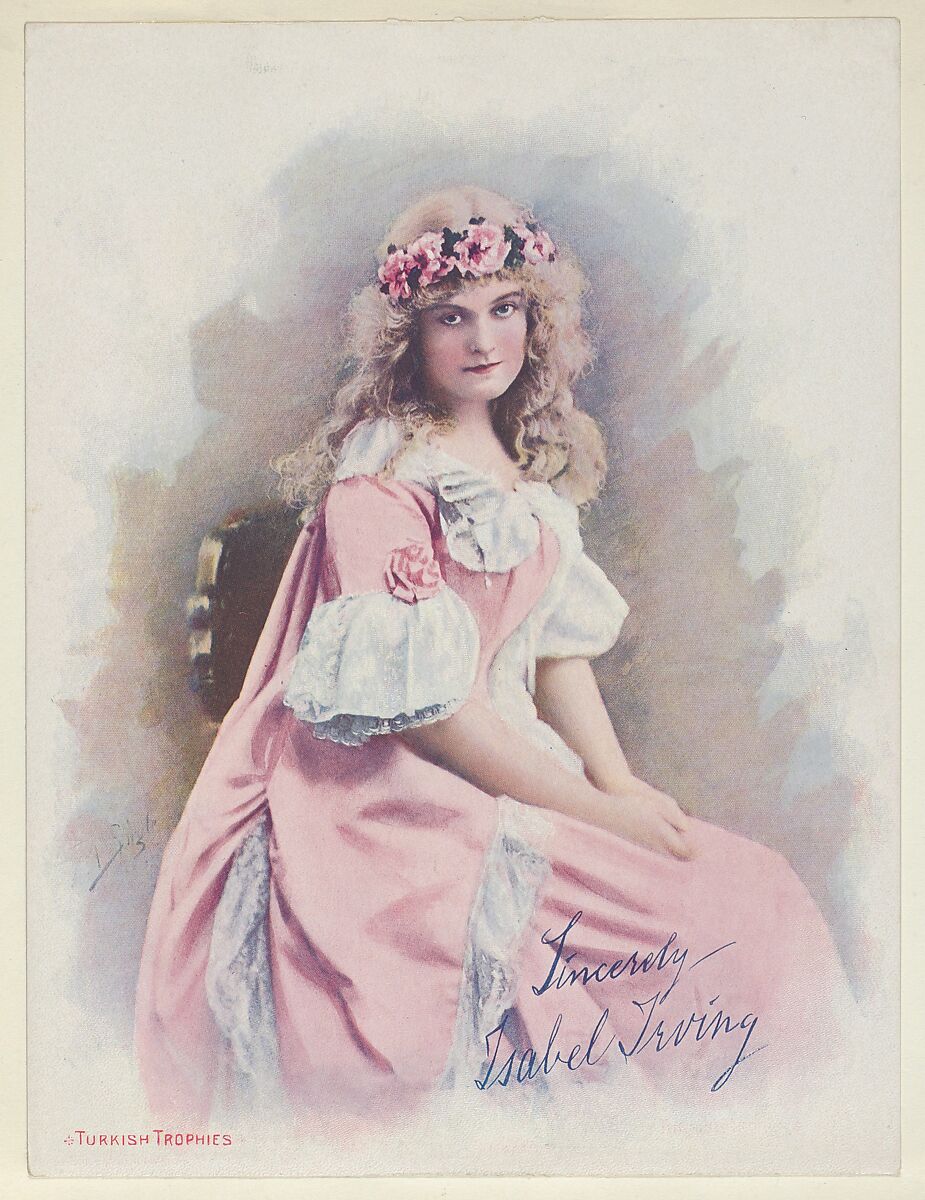 Isabel Irving, from the Actresses series (T1), distributed by the American Tobacco Co. to promote Turkish Trophies Cigarettes, Reproduction of painting by Frederick Moladore Spiegle (American, Brooklyn, New York 1865–1942 New York), Commercial color lithograph 