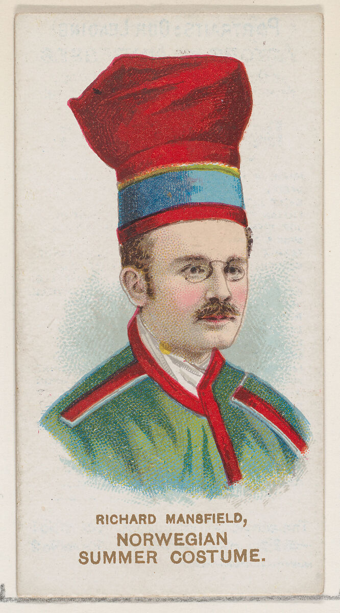 Richard Mansfield in Norwegian Summer Costume, from the set Actors and Actresses, First Series (N70) for Duke brand cigarettes, Issued by W. Duke, Sons &amp; Co. (New York and Durham, N.C.), Commercial color lithograph 