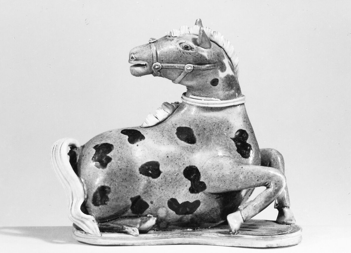 Figure of Horse, Porcelain painted in famille verte enamels on the biscuit, China 
