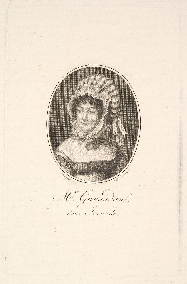 Portrait of Madame Gavaudan, Augustin de Saint-Aubin (French, Paris 1736–1807 Paris), Engraving 