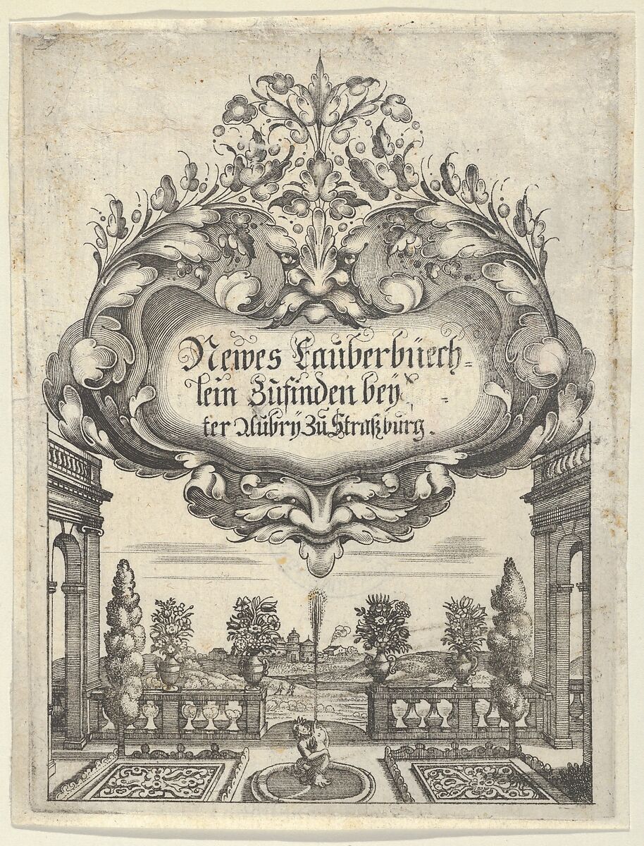 Title Page, from Newes Lauberbuechlein, Peter Aubry II (German, 1610–1666), Engraving 