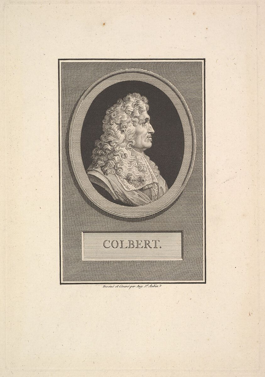 Portrait of Colbert, Augustin de Saint-Aubin (French, Paris 1736–1807 Paris), Etching and engraving; third state of three (Bocher) 