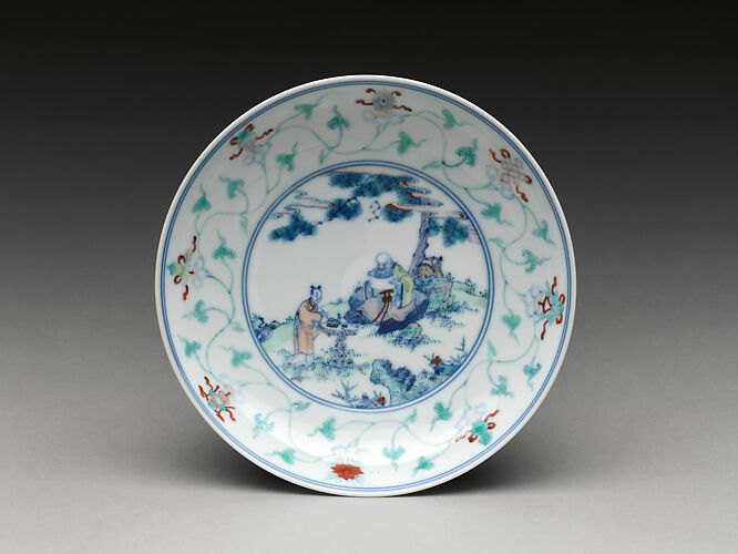 Dish with God of Longevity (Shoulao) and an attendant