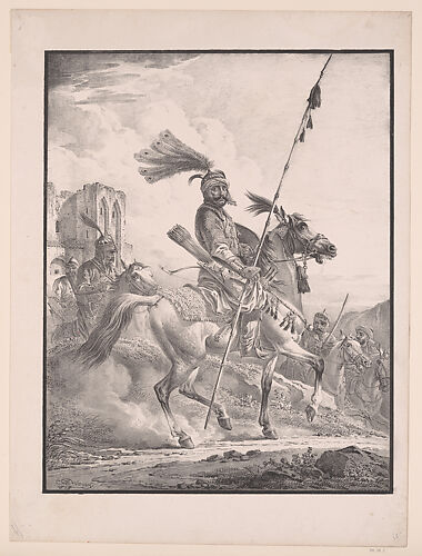 Kurd in military armor on horseback