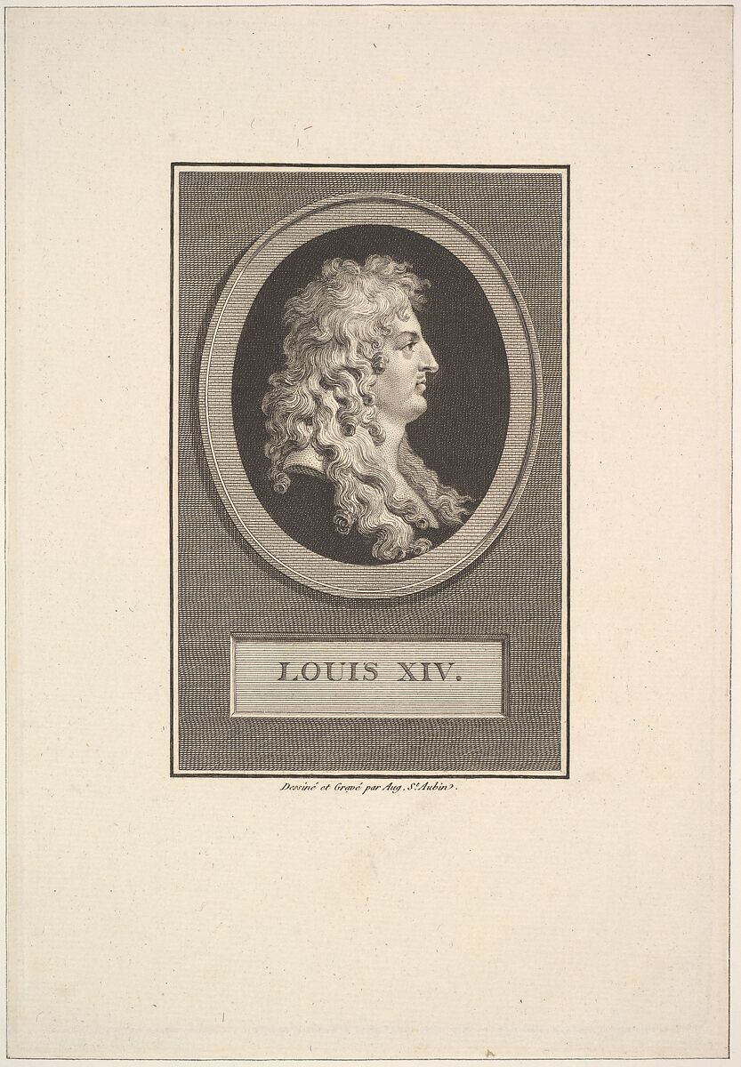 Portrait of Louis XIV, Augustin de Saint-Aubin (French, Paris 1736–1807 Paris), Etching and engraving; fourth state of four (Bocher) 