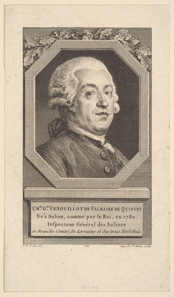 Portrait of Charles George Fenouillot de Falbaire de Quingey, Augustin de Saint-Aubin (French, Paris 1736–1807 Paris), Etching and engraving; third state of three (Bocher) 