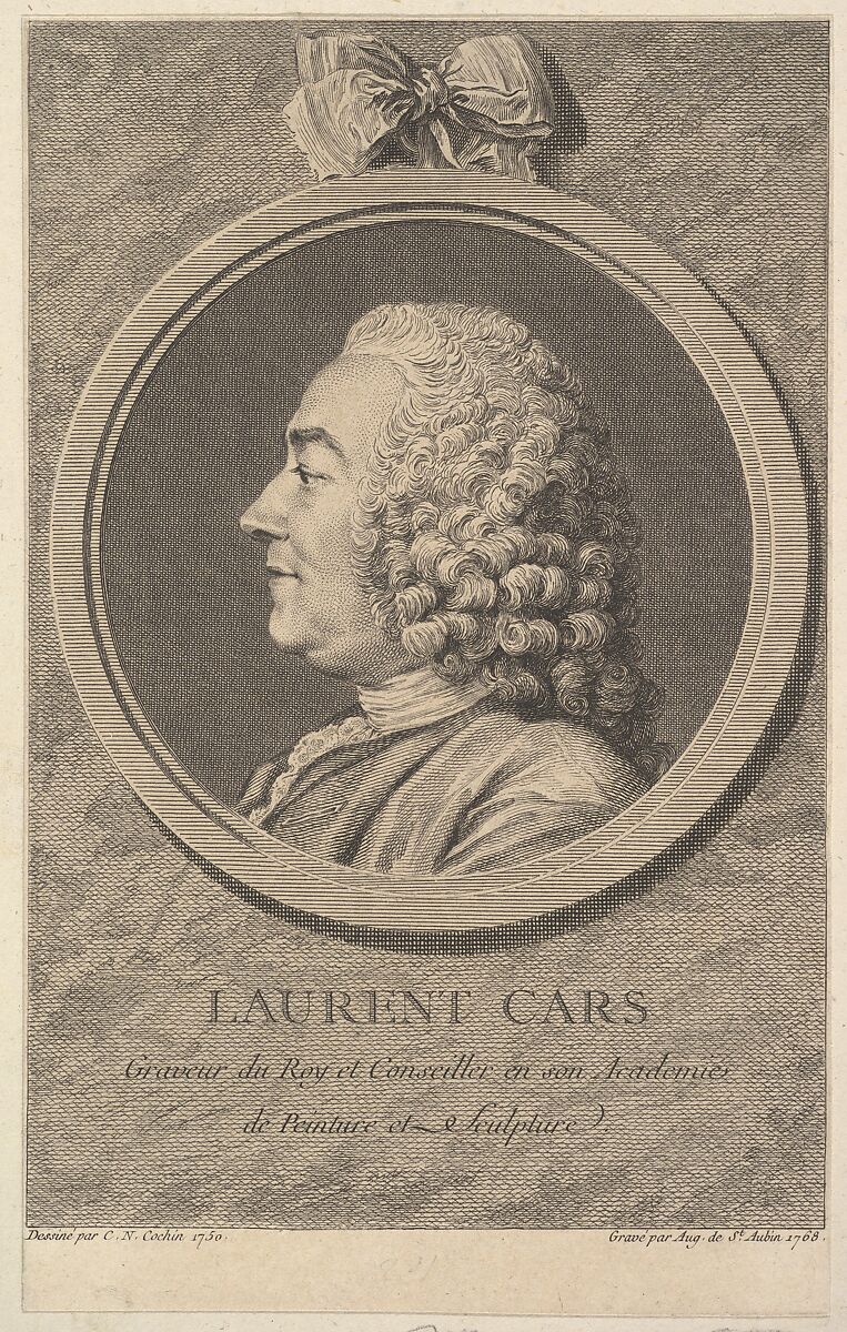 Portrait of Laurent Cars, Augustin de Saint-Aubin (French, Paris 1736–1807 Paris), Etching and engraving; fifth state of five (Bocher) 