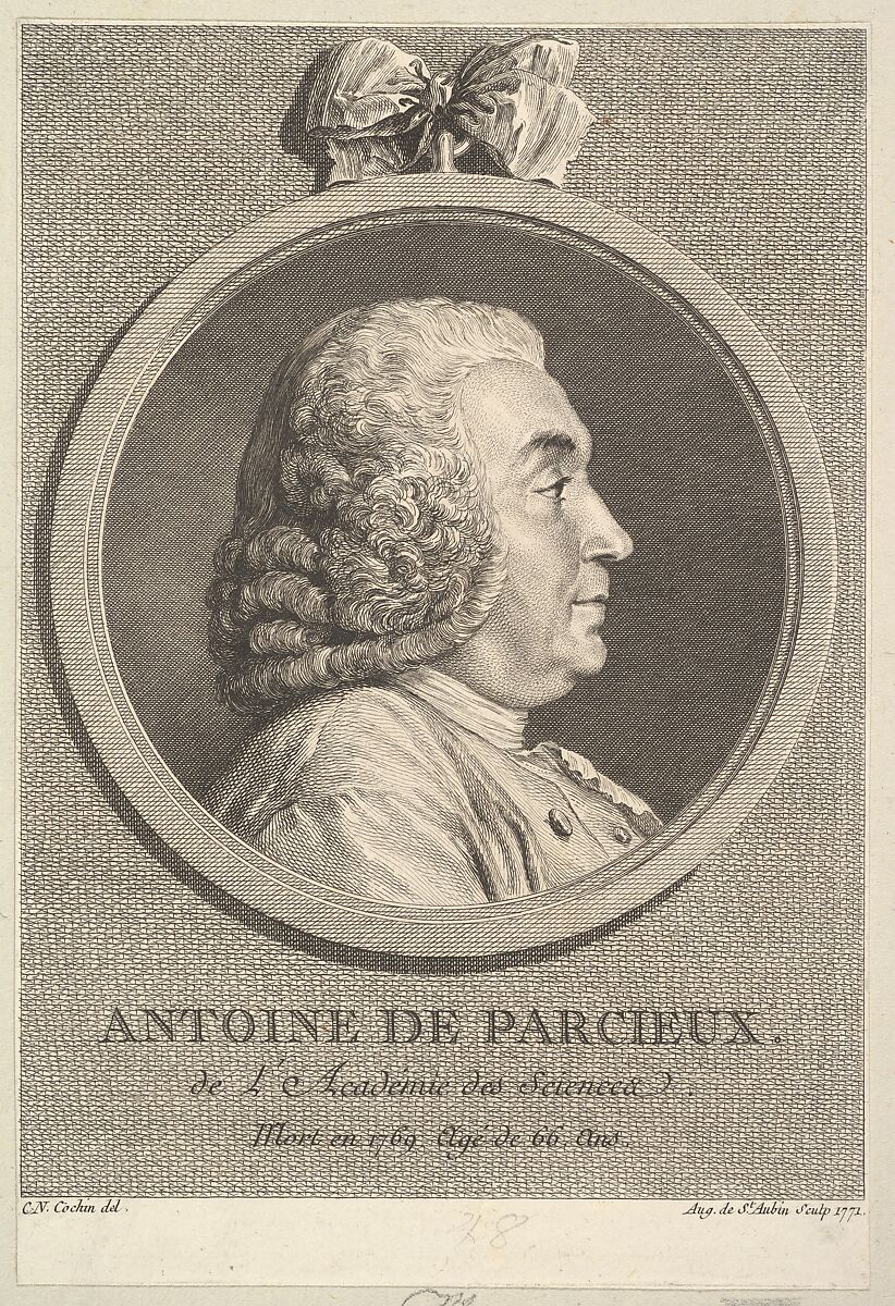 Portrait of Antoine de Parcieux, Augustin de Saint-Aubin (French, Paris 1736–1807 Paris), Etching and engraving; third state of three (Bocher) 