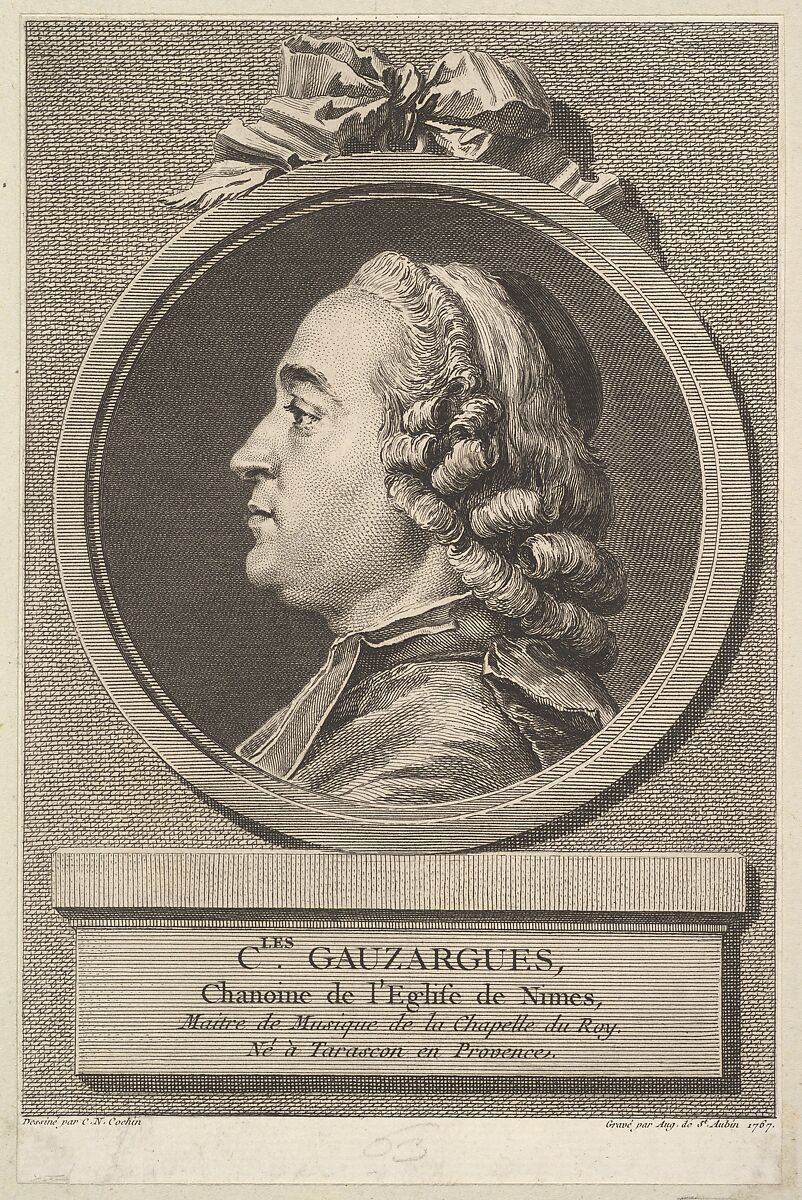 Portrait of Charles Gauzargues, Augustin de Saint-Aubin (French, Paris 1736–1807 Paris), Etching and engraving; second state of two (Bocher) 