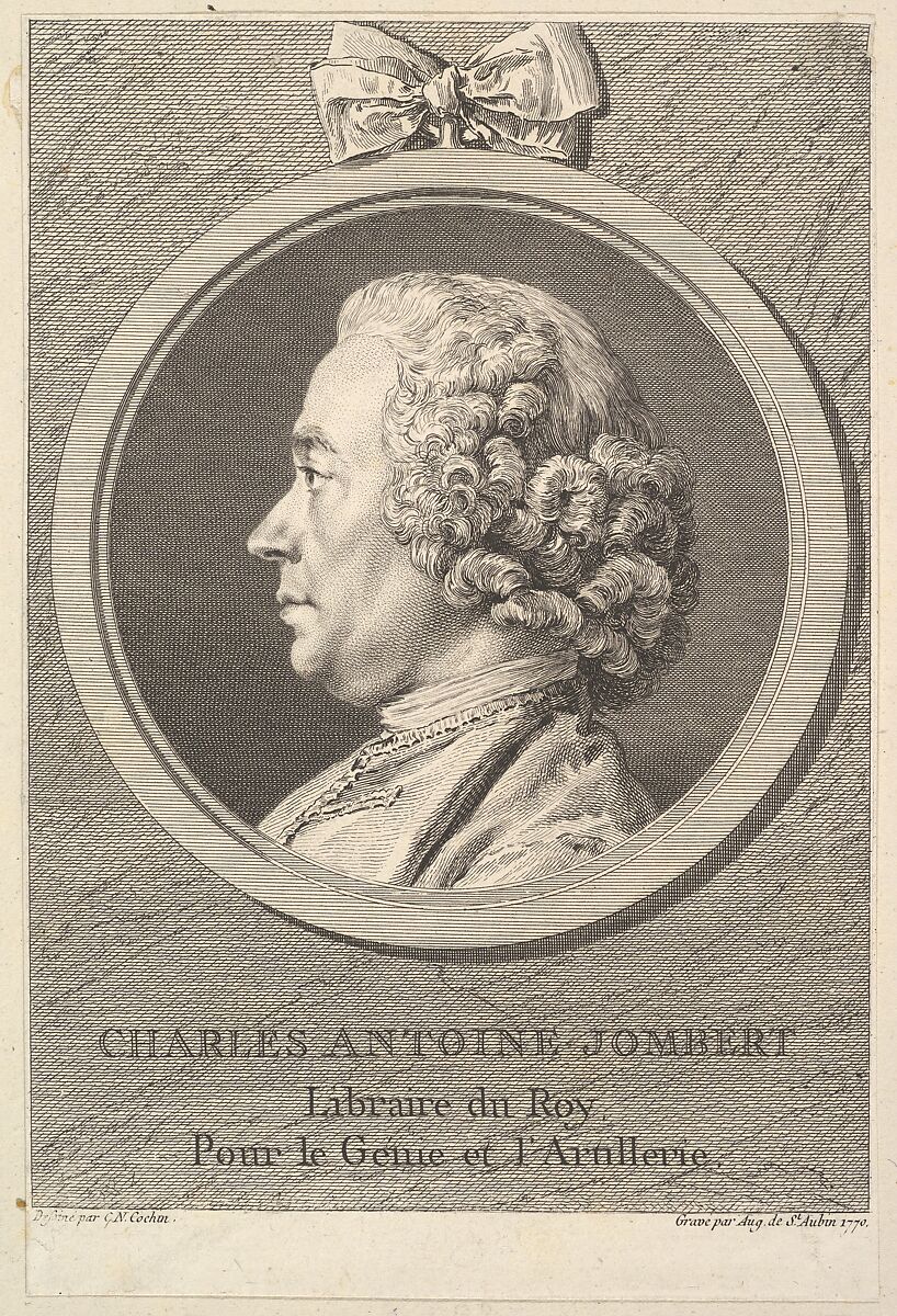 Portrait of Charles-Antoine Jombert, Augustin de Saint-Aubin (French, Paris 1736–1807 Paris), Etching and engraving; fifth state of five (Bocher) 