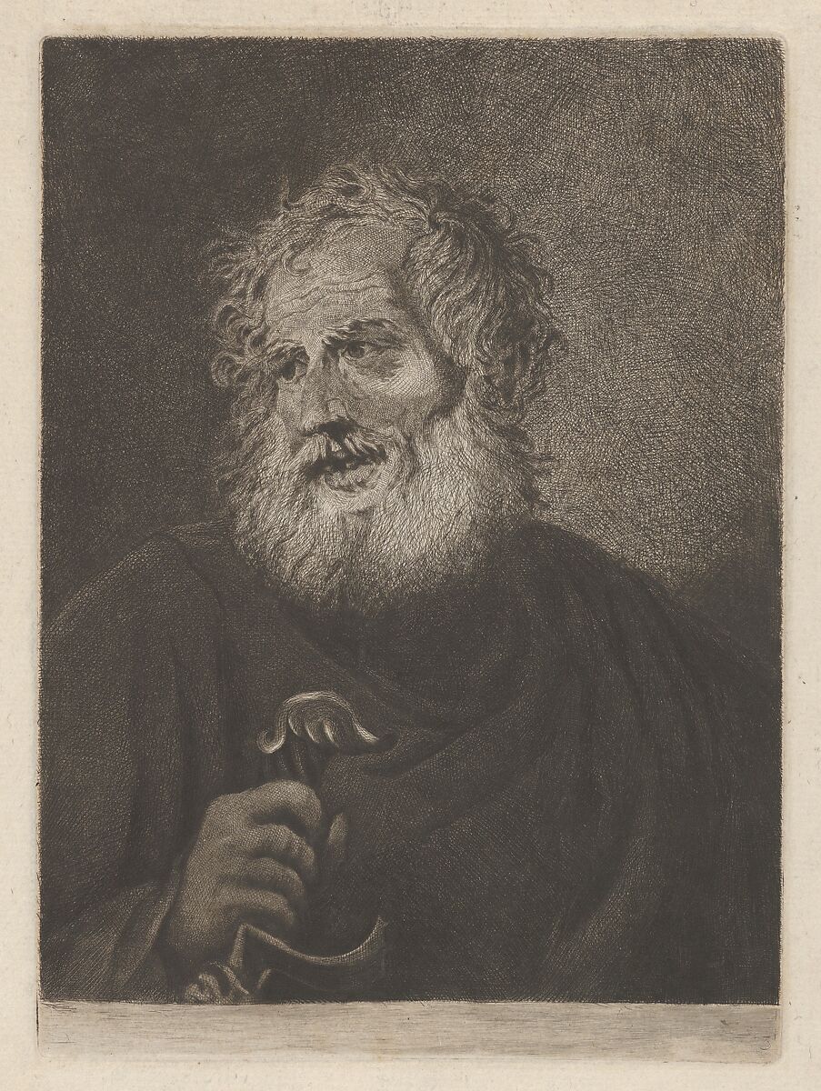Old Man with a Long Beard Holding a Stick or Sword-hilt, Captain William E. Baillie (Irish, Kilbride, County Carlow 1723–1810 London), Etching and drypoint; first state before letters 