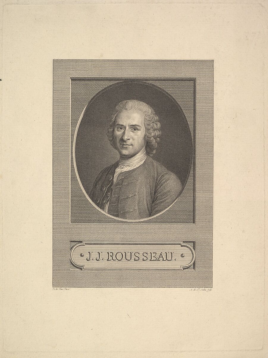 Portrait of Jean-Jacques Rousseau, Augustin de Saint-Aubin (French, Paris 1736–1807 Paris), Etching and engraving; fourth state of four (Bocher) 