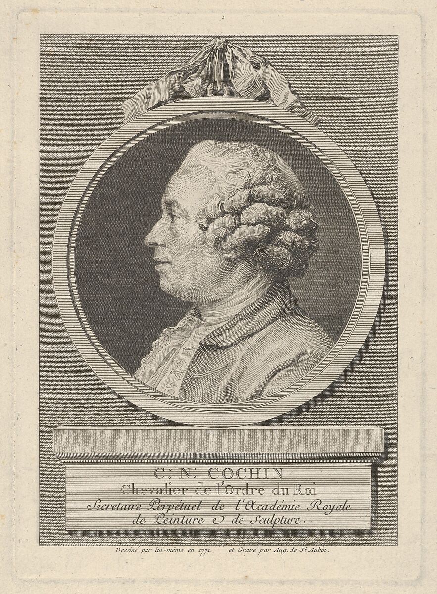 Portrait of Charles-Nicolas Cochin II, Augustin de Saint-Aubin (French, Paris 1736–1807 Paris), Etching and engraving; fifth state of five (Bocher) 