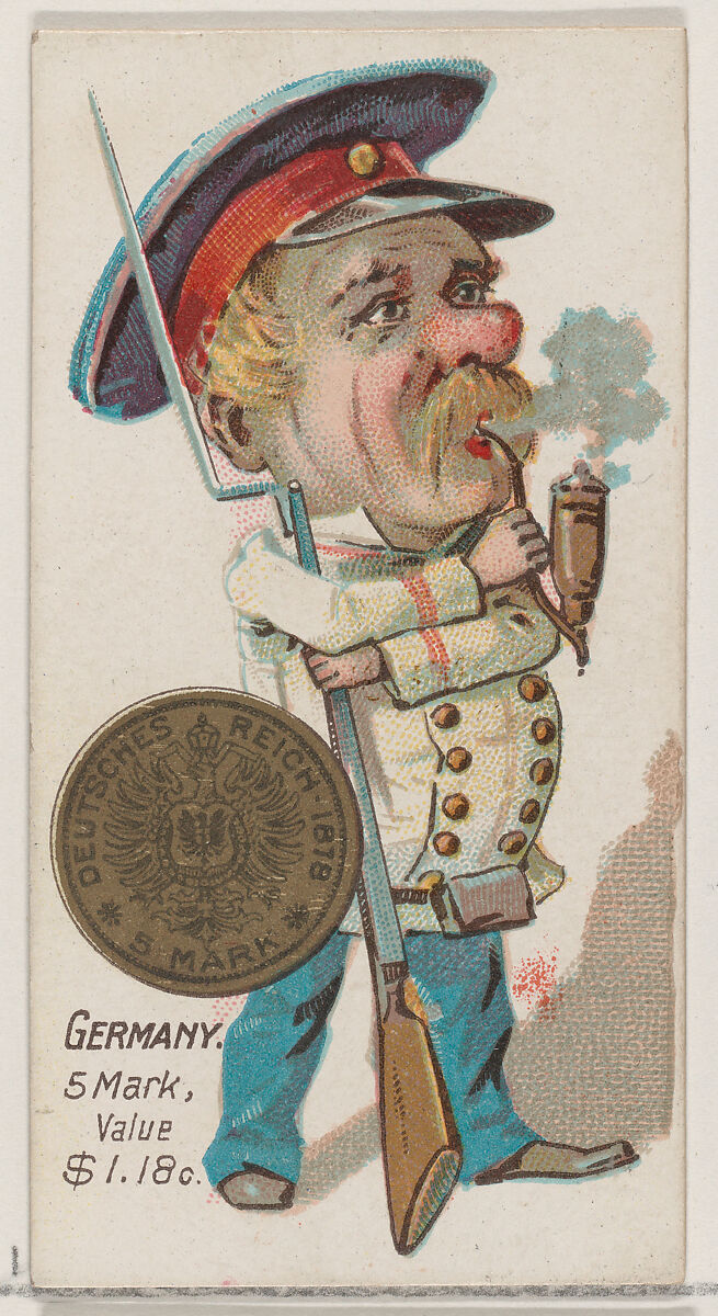 Germany, 5 Mark, from the series Coins of All Nations (N72, variation 1) for Duke brand cigarettes, Issued by W. Duke, Sons &amp; Co. (New York and Durham, N.C.), Commercial color lithograph 