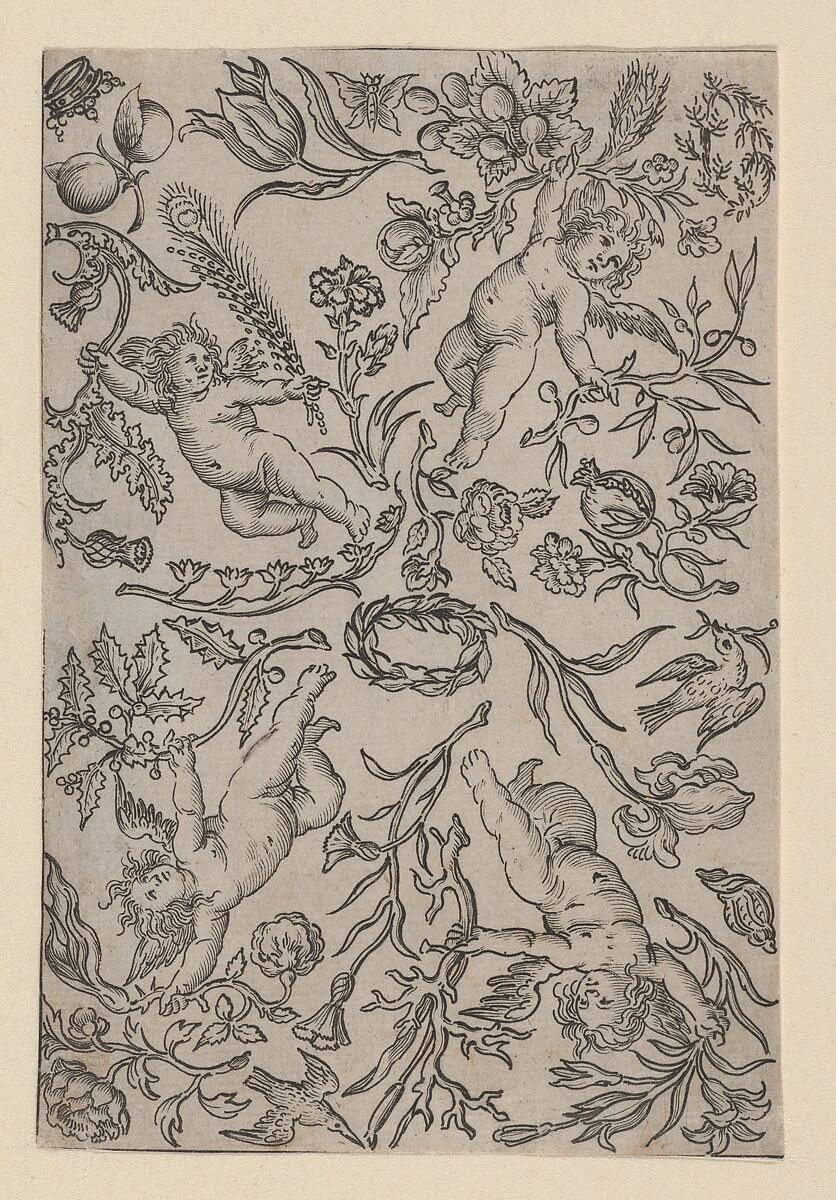 Design for a Gilt Leather Panel, Anonymous, Dutch, 17th century, Engraving 