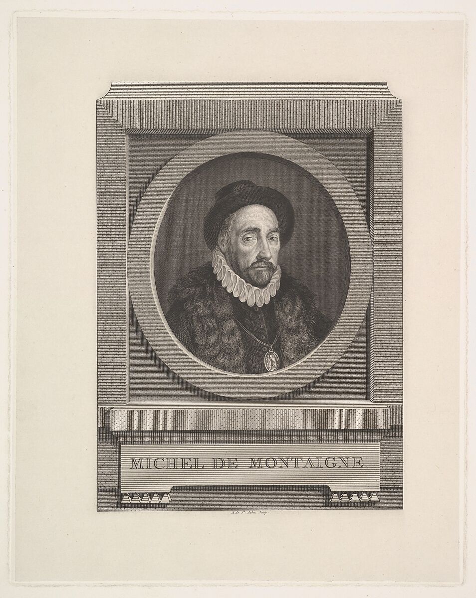 Portrait of Michel de Montaigne, Augustin de Saint-Aubin (French, Paris 1736–1807 Paris), Etching and engraving; fifth state of five (Bocher) 