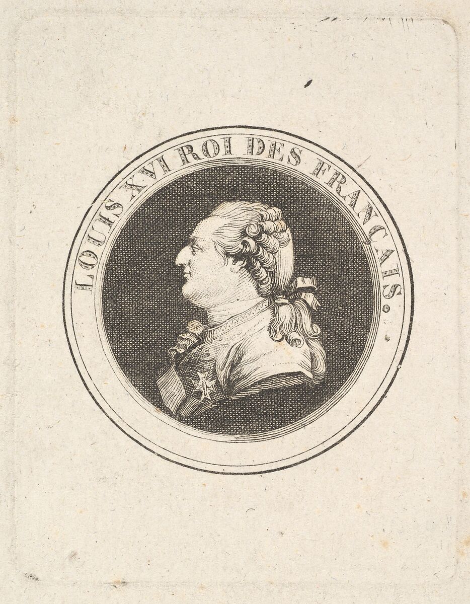 Print of a Portrait Medal of Louis XVI, Attributed to Augustin de Saint-Aubin (French, Paris 1736–1807 Paris), Etching and engraving 