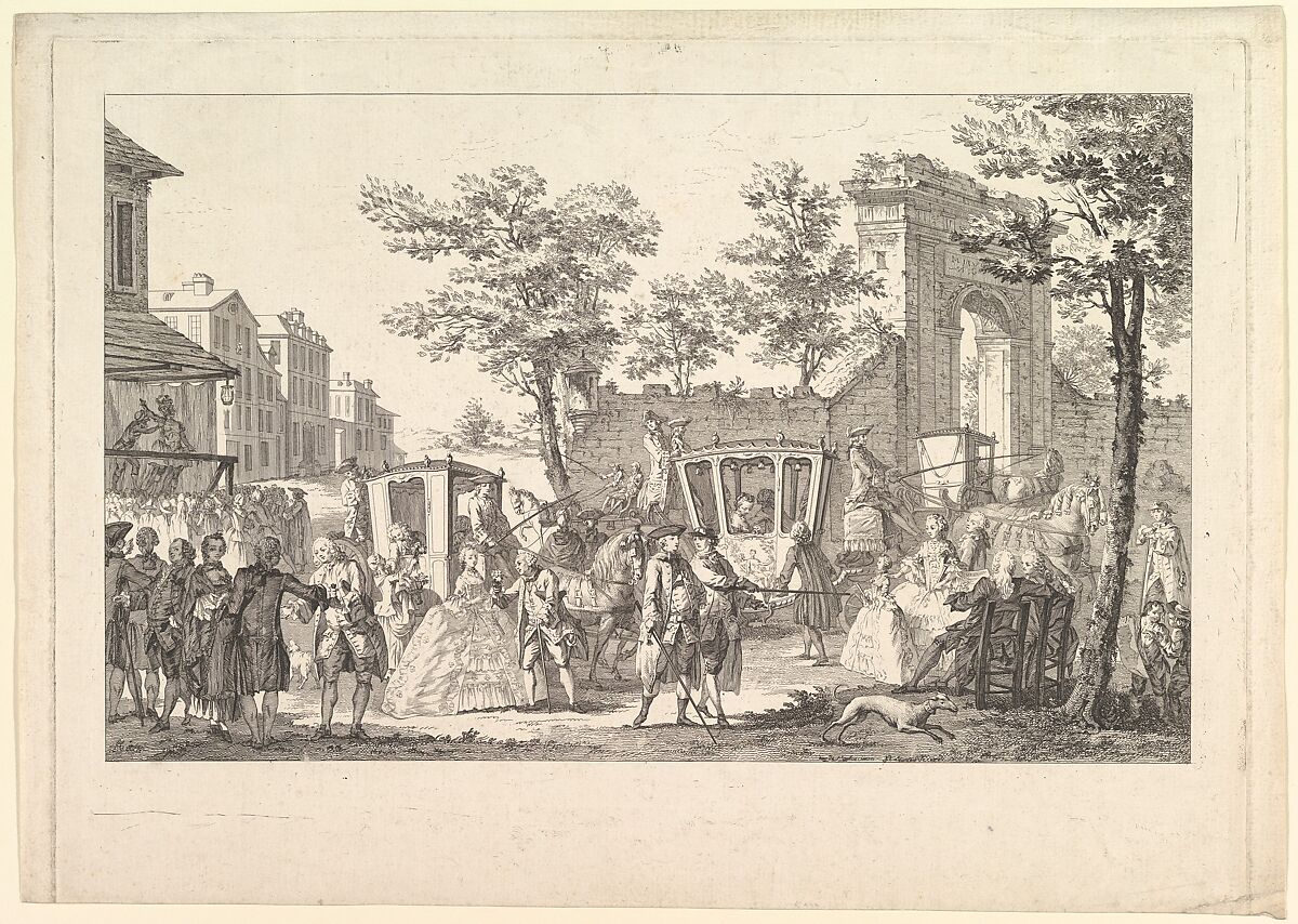 Tableau des portraits a la Mode (Plate of Fashion Portraits), Pierre François Courtois (French, Paris 1736–1763 Rochefort), Etching; first state of three (Bocher) 