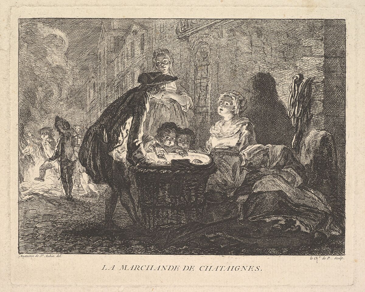 La Marchande de Chataignes (The Chestnut Seller), Chevalier de Parlington (active late 18th century), Etching; third state of three (Bocher) 