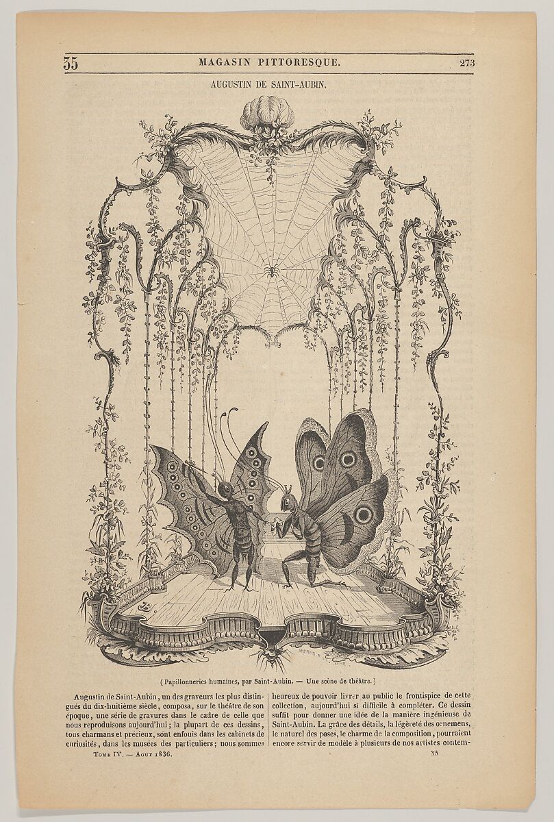 Papillonneries humains, Illustration from the Magasin Pittoresque, After Augustin de Saint-Aubin (French, Paris 1736–1807 Paris), Wood engraving 