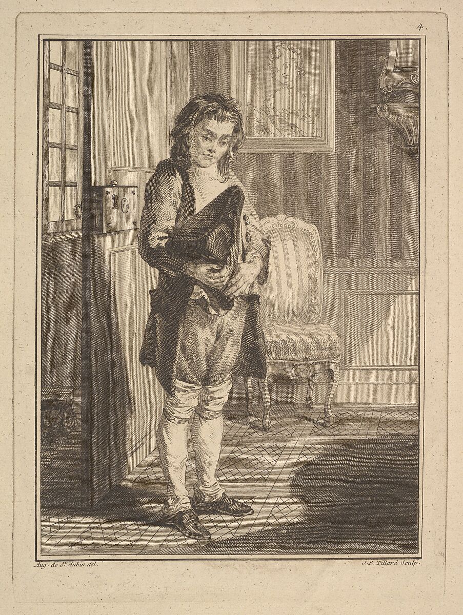 Décrotteur (Shoe Shiner), from Mes gens, ou Les commissionnaires ultramontains au service de qui veut le payer (Servants for Public Hire), Jean-Baptiste Tillard (French, Paris 1740–1813 Paris), Etching and engraving; second state of two (Bocher) 