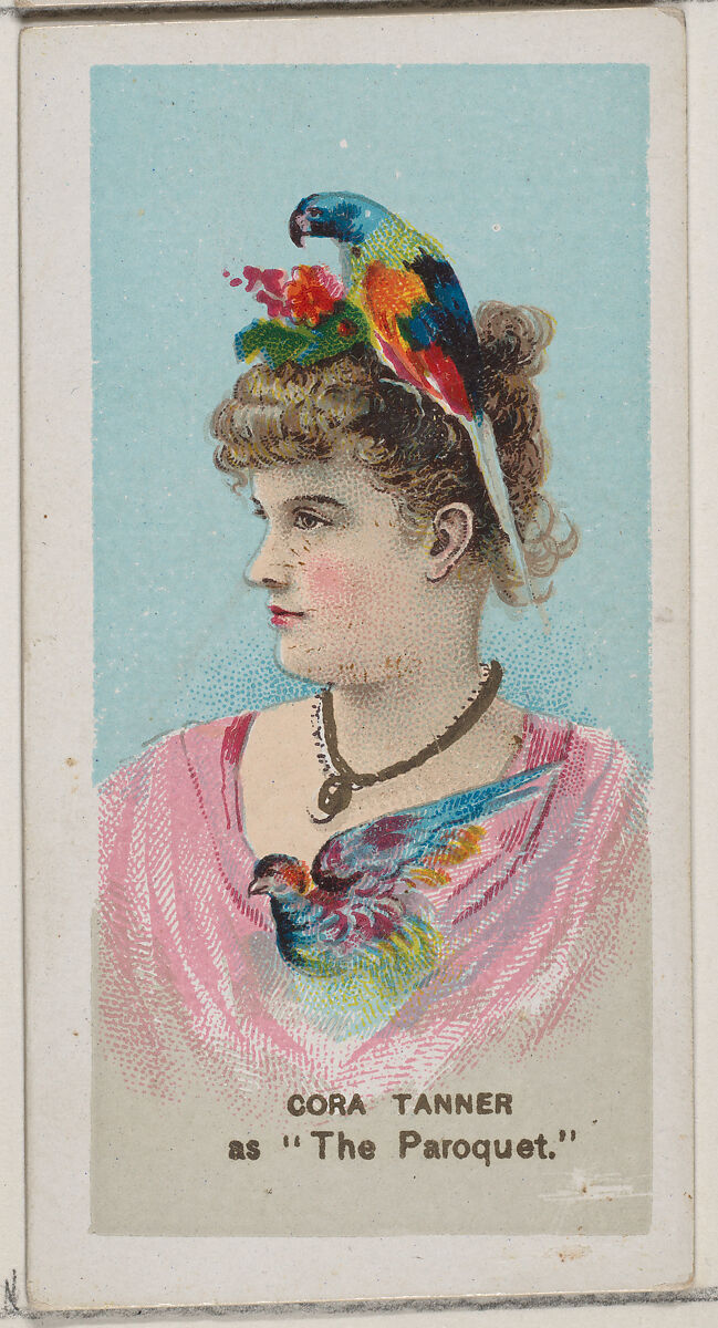 Cora Tanner as "The Paroquet," from the series Fancy Dress Ball Costumes (N73) for Duke brand cigarettes, Issued by W. Duke, Sons &amp; Co. (New York and Durham, N.C.), Commercial color lithograph 