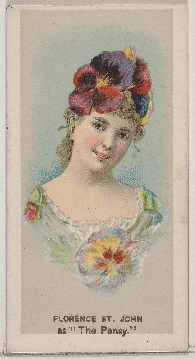 Florence St. John as "The Pansy," from the series Fancy Dress Ball Costumes (N73) for Duke brand cigarettes, Issued by W. Duke, Sons &amp; Co. (New York and Durham, N.C.), Commercial color lithograph 